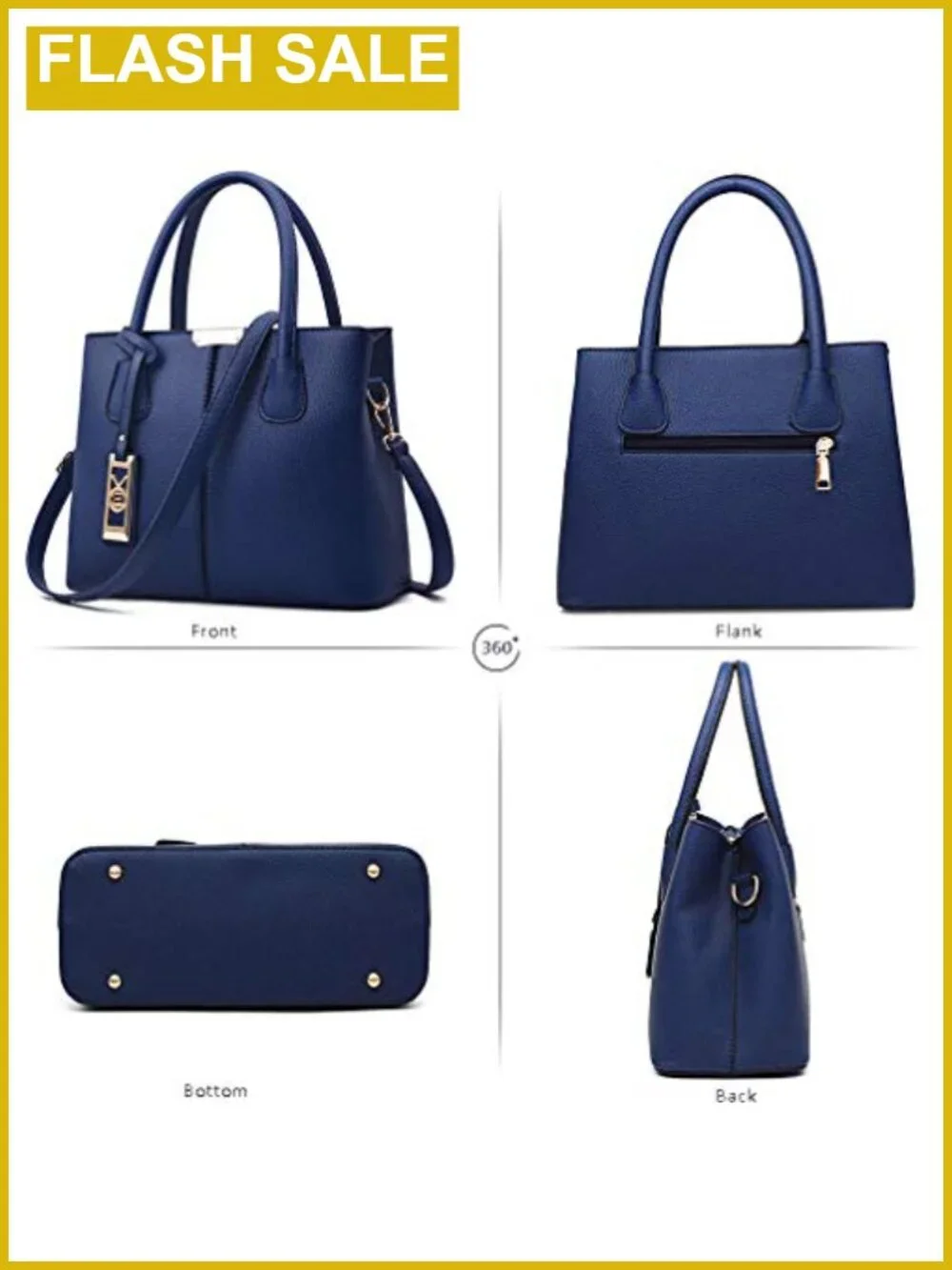 Women's PU Leather Satchel Tote Handbag with Detachable Crossbody Strap
